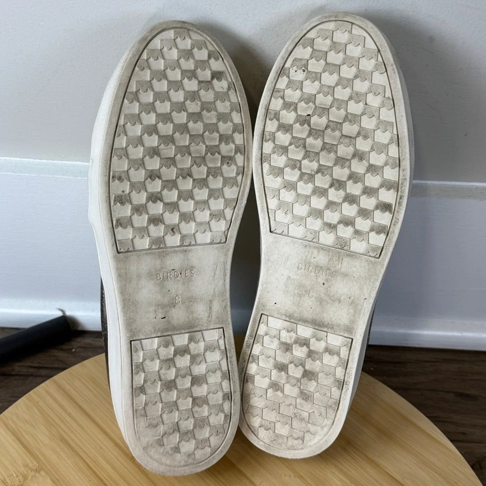 Birdies The Swift Slip On Sneakers Women 8 Gold Metallic Leather Casual Chic
